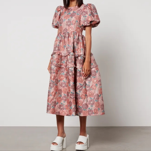 NWT DREAM sister Jane DREAM Nerissa Jacquard Midi Dress DREAM CORALS IN BLOOM S - Picture 12 of 16